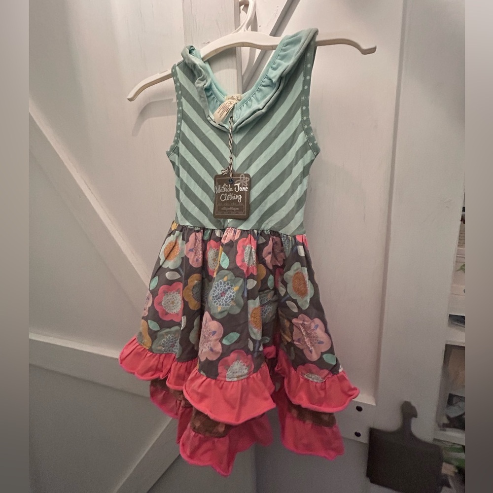 NWT Matilda Jane Decadent Cakewalk Striped Floral Ruffled Tiered Sundress sz 4